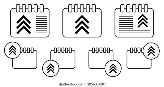 Icono de vector de flecha en la ilustración de conjunto de calénder para ui y ux, sitio web o aplicación móvil