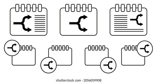 Icono de vector de flecha en la ilustración de conjunto de calénder para ui y ux, sitio web o aplicación móvil