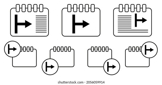 Arrow vector icon in calender set illustration for ui and ux, website or mobile application