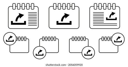 Arrow vector icon in calender set illustration for ui and ux, website or mobile application