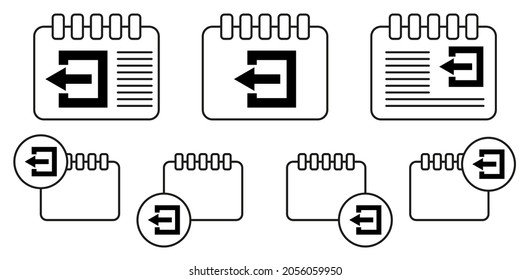 Pfeil-Vektorsymbol in Kalender-Set-Illustrationen für i und ux, Website oder mobile Anwendungen