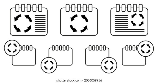 Pfeil-Vektorsymbol in Kalender-Set-Illustrationen für i und ux, Website oder mobile Anwendungen