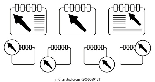 Arrow vector icon in calender set illustration for ui and ux, website or mobile application