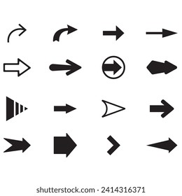arrow vector icon design. Arrows black icon set. Vector arrow. Collection of different arrows icons. Arrow icon. Cursor, pointer for web design, interface. Vector illustration.