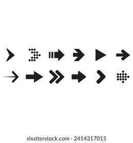 arrow vector icon design. Arrows black icon set. Vector arrow. Collection of different arrows icons. Arrow icon. Cursor, pointer for web design, interface. Vector illustration.