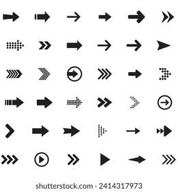 arrow vector icon design. Arrows black icon set. Vector arrow. Collection of different arrows icons. Arrow icon. Cursor, pointer for web design, interface. Vector illustration.