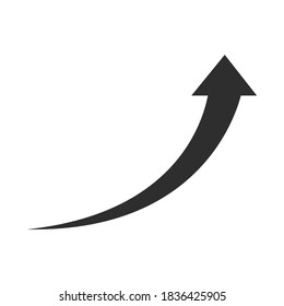 Arrow up vector icon. Сurved arrow. Direction sign isolated on white background. Vector design element.