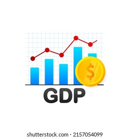 Arrow vector icon. GDP - Gross Domestic Product acronym. Business vector icon. Business concept