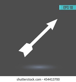 Arrow vector icon. Graphic symbol for web design, logo. White glyph on a gray background. Isolated sign.