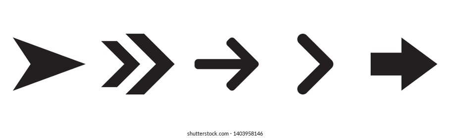 Arrow vector icon isolated on white background. Set of modern arrows symbol