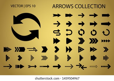 Arrow vector icon isolated set. Button arrow infographic vector icons collection, circle, cursor design digital element. Vector arrow icon template on white background. Download, up and down arrows