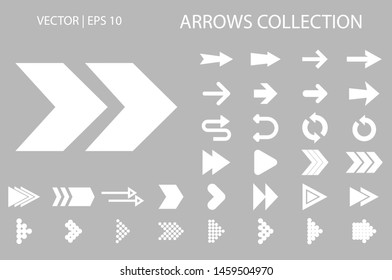 Arrow vector icon isolated set. Button arrow infographic vector icons collection, circle, cursor design digital element. Vector arrow icon template on white background. Download, up and down arrows