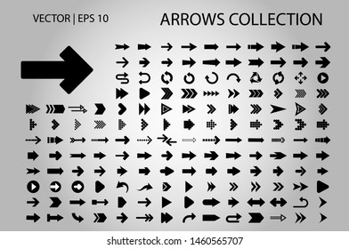 Arrow Vector Icon Isolated Set On White Background. Button Arrow Infographic Vector Icon Next, Previous, Pointer Design Digital Element Collection. Vector Arrow Icon Template. Download And Down Arrow 