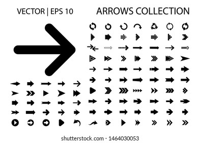 Arrow vector icon isolated set on white background. Button arrow infographic vector icon next, previous, pointer design digital element collection. Vector arrow icon template. Download and down arrow 