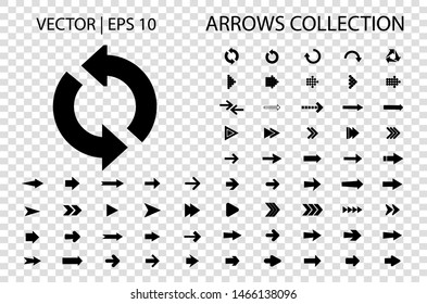Arrow vector icon isolated set on white background. Button arrow infographic vector icon next, previous, pointer design digital element collection. Vector arrow icon template. Download and down arrow 