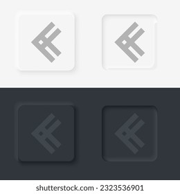Arrow vector icon, Neumorphic style arrow button vector icon on black and white background set