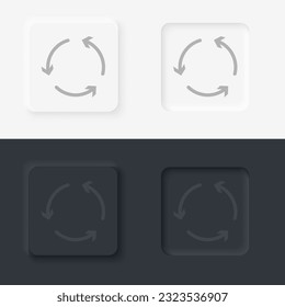 Arrow vector icon, Neumorphic style arrow button vector icon on black and white background set
