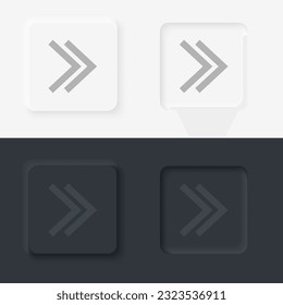 Arrow vector icon, Neumorphic style arrow button vector icon on black and white background set