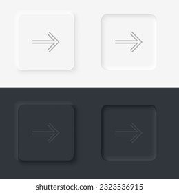 Icono de vector de flecha, icono de vector de flecha de estilo neumórfico sobre conjunto de fondo blanco y negro