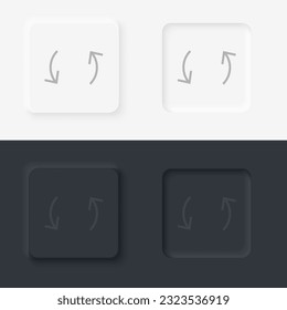 Arrow vector icon, Neumorphic style arrow button vector icon on black and white background set