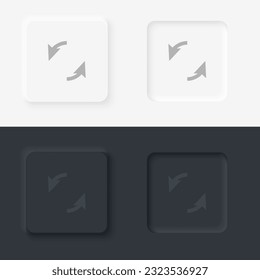 Icono de vector de flecha, icono de vector de flecha de estilo neumórfico sobre conjunto de fondo blanco y negro