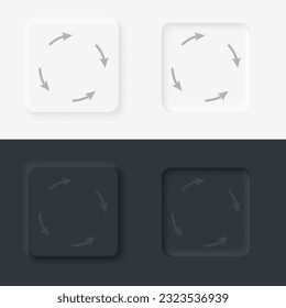 Icono de vector de flecha, icono de vector de flecha de estilo neumórfico sobre conjunto de fondo blanco y negro