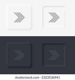 Arrow vector icon, Neumorphic style arrow button vector icon on black and white background set