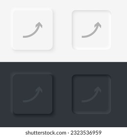 Arrow vector icon, Neumorphic style arrow button vector icon on black and white background set