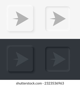 Arrow vector icon, Neumorphic style arrow button vector icon on black and white background set