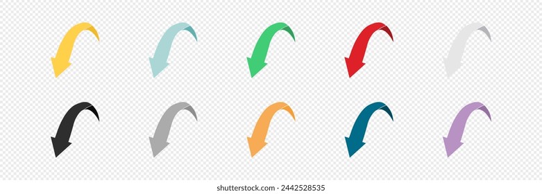 Arrow vector icon set. Colored arrows collection. Vector flat arrow set. Isolated arrow. Vector