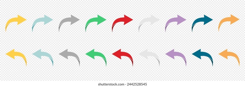 Arrow vector icon set. Colored arrows collection. Vector flat arrow set. Isolated arrow. Vector