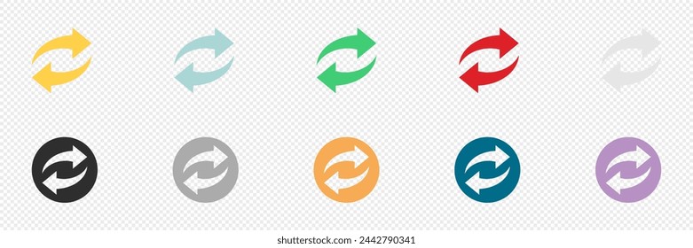 Arrow vector icon set. Colored arrows collection. Vector flat arrow set. Isolated arrow. Vector