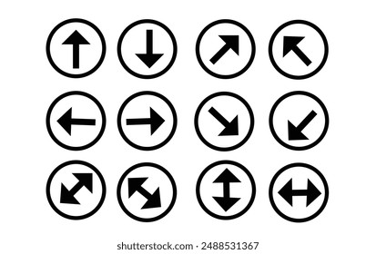 Arrow vector icon set cursor arrow up down and symbol icons. Modern simple solid arrows collection web design.