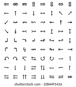 Arrow vector icon set, on a white background