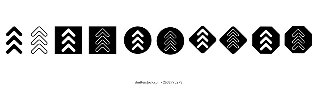 Ícone de vetor de seta para cima definido. rolar coleção de sinais de ilustração. Símbolo ou logotipo de direção.