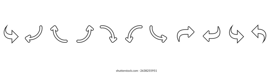 Arrow vector icon set. Signs direction Icons web Set. Arrow  illustration sign collection. Arrows set of web icons. Pointer symbol for web and mobile app.