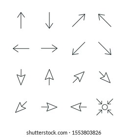 Arrow vector icon set in thin line style. - Vector