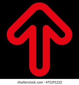 Up Arrow vector icon. Style is outline flat icon symbol, red color, black background.