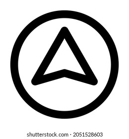 Icono de vector Flecha arriba. Este símbolo plano redondeado se dibuja con un color negro sobre un fondo blanco.