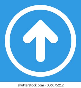 Arrow Up vector icon. This rounded flat symbol is drawn with white color on a blue background.