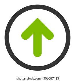 Arrow Up vector icon. This rounded flat symbol is drawn with eco green and gray colors on a white background.