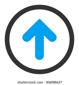 Arrow Up vector icon. This rounded flat symbol is drawn with blue and gray colors on a white background.