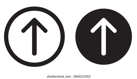 Arrow Up vector icon. Top vector icon. Upload symbol. Arrow sign in a circle and rounded on white background. Flat design style