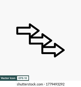 Arrow vector icons designed in a line style, stroke icons that can be edited against a white background, can be used for the web, cellular, UI, and your various needs.