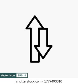Los iconos vectoriales de flecha diseñados con un estilo de línea, los iconos de trazo que se pueden editar con un fondo blanco, se pueden utilizar para la web, la celda, la interfaz de usuario y las diversas necesidades.