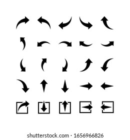 arrow vector icons. direction signs. black arrows set