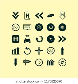 arrow vector icons set. with beach direction, hospital sign, compass and left arrow in set