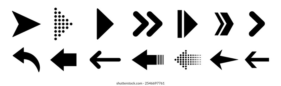 Conjunto de iconos de vector de flecha. Colección de flechas de Vector. Icono de flecha.