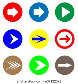 Arrow vector icons set. Forward arrows. Design for website, flyers, billboards.