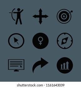 arrow vector icons set. with growing graph, female gender symbol, right arrow and cursor in set